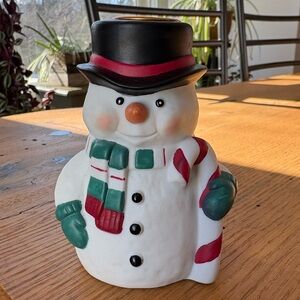 Adorable Ceramic Snowman Candlestick Holder